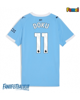 Manchester City Jeremy Doku #11 Tricou Fotbal Replică 2025-26 Femei Acasa